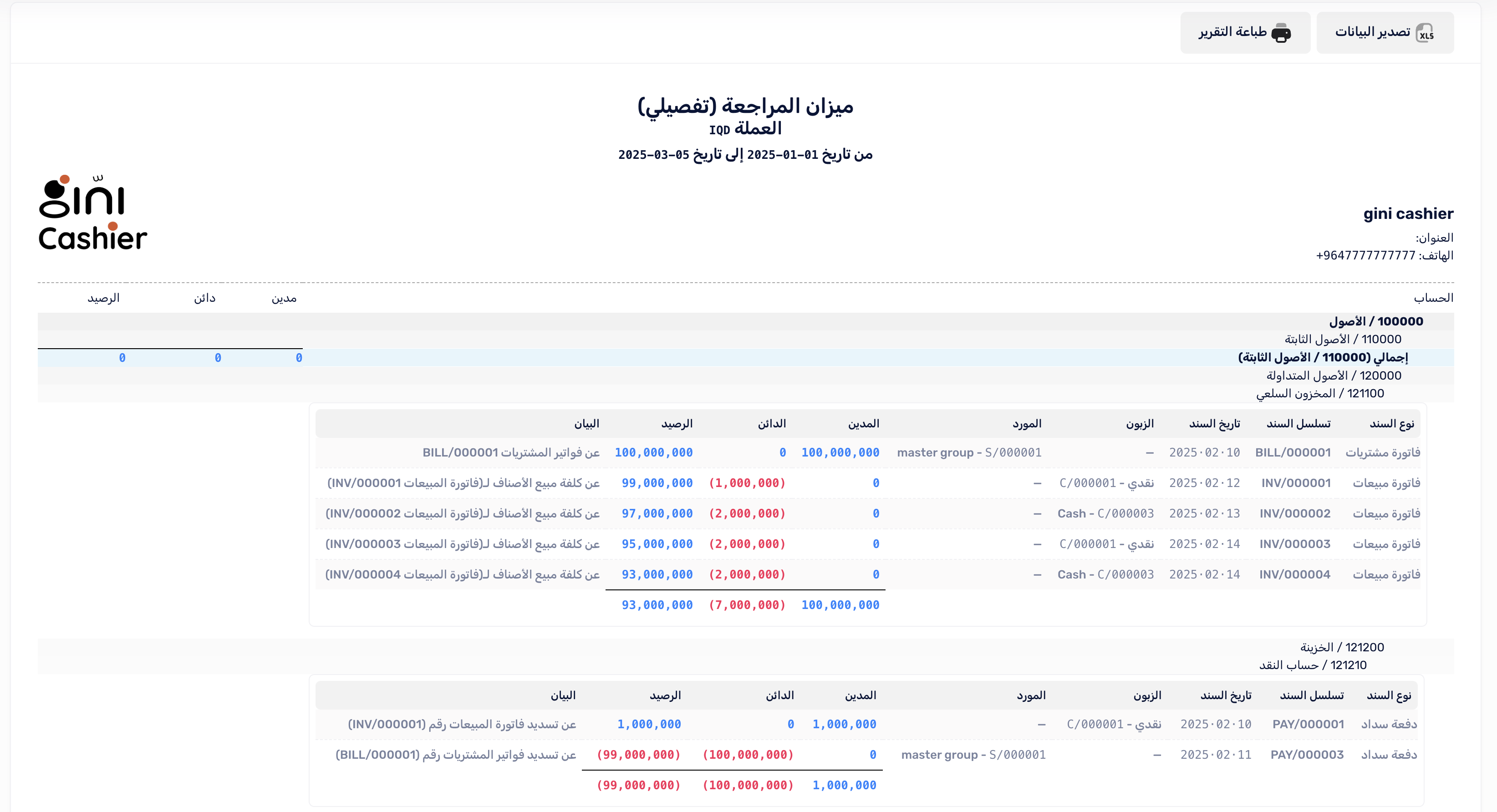هيكل تقرير ميزان المراجعة